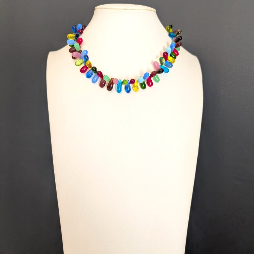 Arty multi color glass collar necklace - Picture 2 of 13